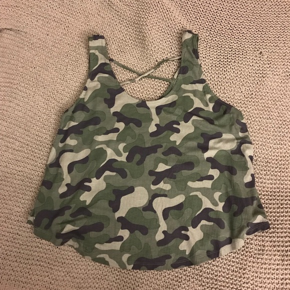 Good Luck Gem Tops - Price 🔽 Good Luck Gem - Camo Top. NWT.